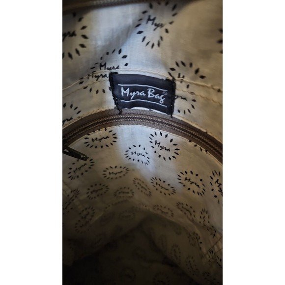 MYRA BAG Purse Canvas Leather YELLOW PATCHY Native Design Canvas Tote Bag - Picture 5 of 6